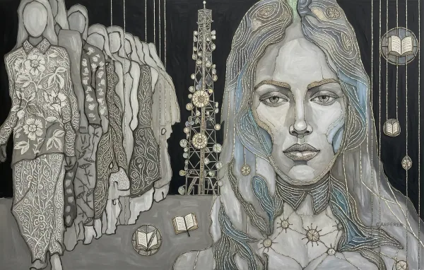 Painting Radiance Lara stone in embroidery